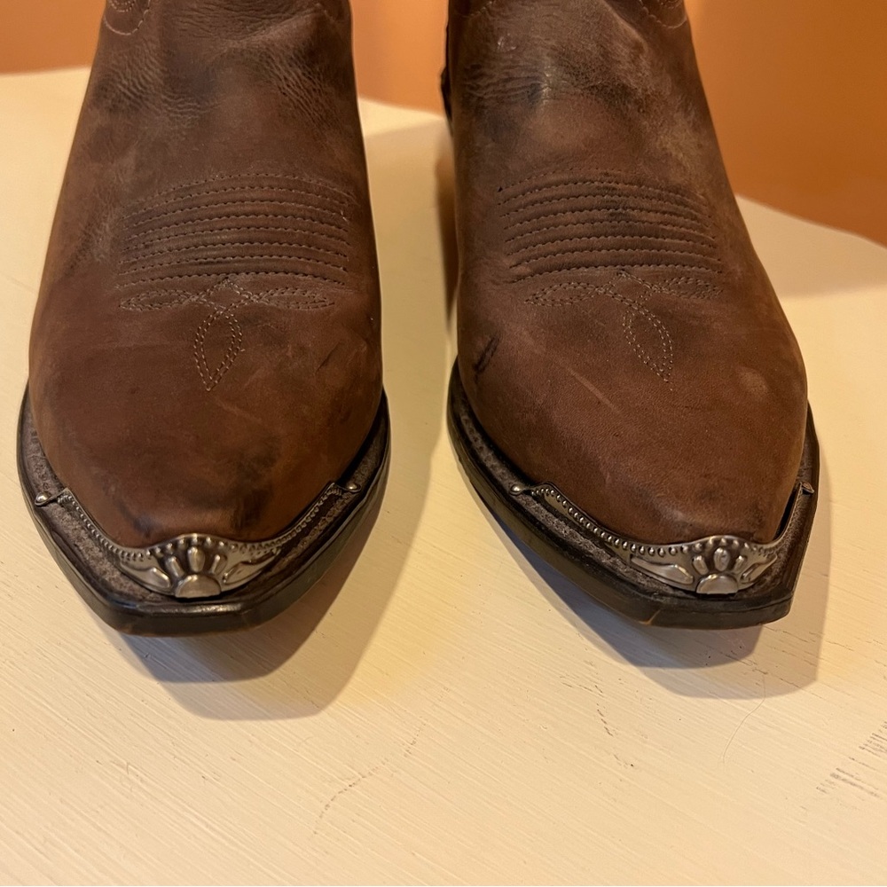 Abilene Size 10 Inlay Leather Women’s Western Boots  Silver Tip Accents - Picture 4 of 8